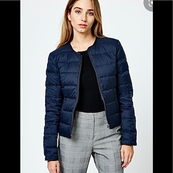 Monoprix Femme Jackets & Blazers - NWT Navy Blue Down Puffy Jacket
